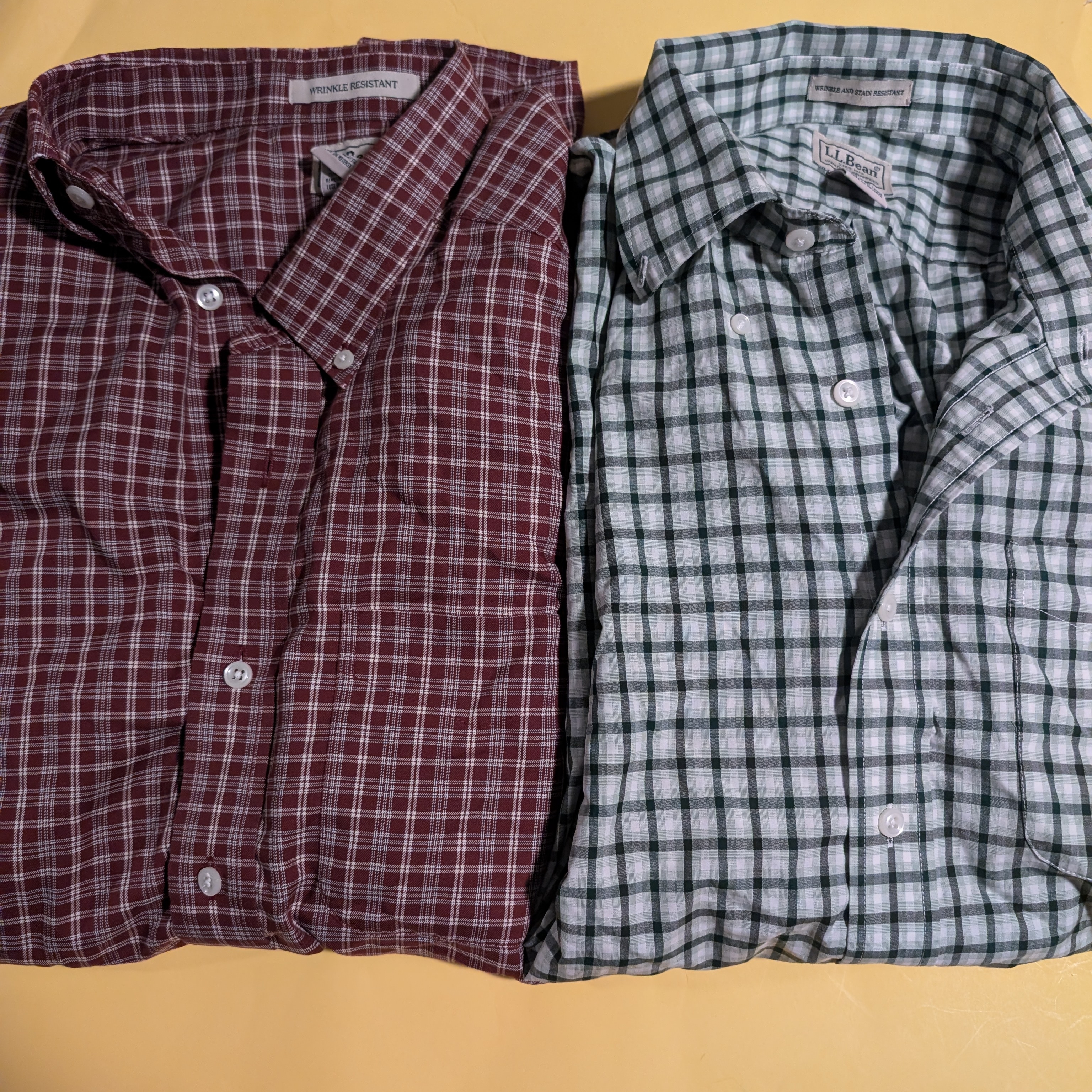 L.L. Bean Red And Green Casual Button Down Shirts